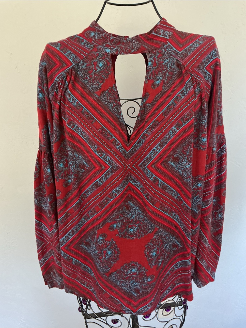 Free People Walking on a Dream Deep V Cutout Boho Blouse